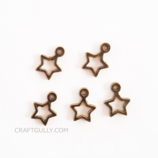 Metal Charms 14mm Star #3 - Bronze - 6 Charms