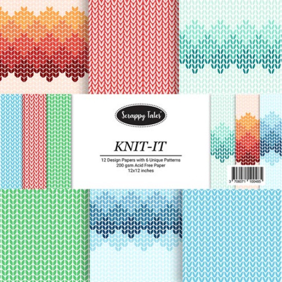 Pattern Papers 12x12 - Knit It - Pack of 12