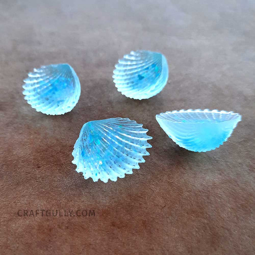 Resin Elements Shell #1 - Clear & Blue Flakes - Pack of 1