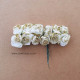 Paper Flowers 18mm - Rose - White With Glitter - 12 Roses