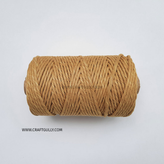 Cotton Macrame Cords 3mm Single Strand - Ochre - 20 meters