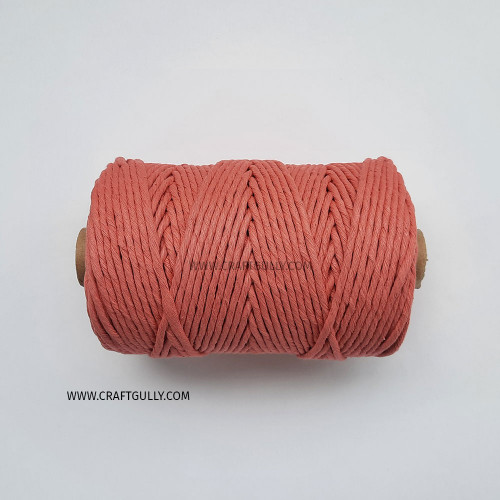 Cotton Macrame Cords 3mm - Single Strand Salmon Pink - 20 meters