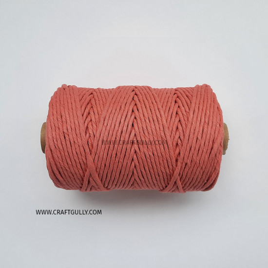 Cotton Macrame Cords 3mm Single Strand - Salmon Pink - 20 meters