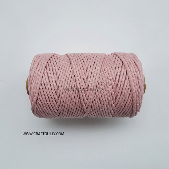 Cotton Macrame Cords 3mm Single Strand - Baby Pink - 20 meters