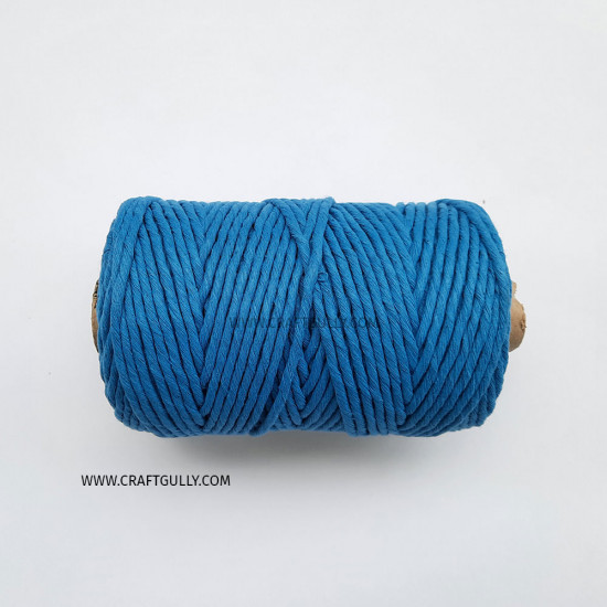 Cotton Macrame Cords 3mm Single Strand - Sea Blue - 20 meters