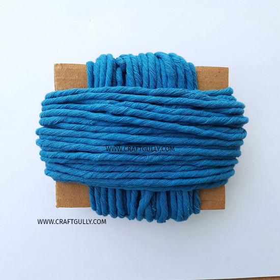 Cotton Macrame Cords 3mm Single Strand - Sea Blue - 20 meters