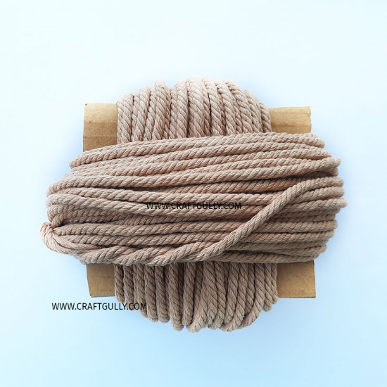 Cotton Macrame Cords 4mm Twisted - Light Brown - 20 meters