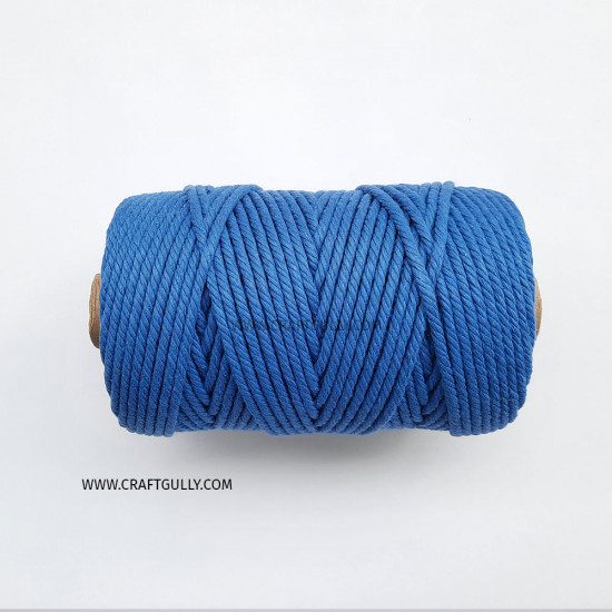 Cotton Macrame Cords 4mm Twisted - Royal Blue - 20 meters