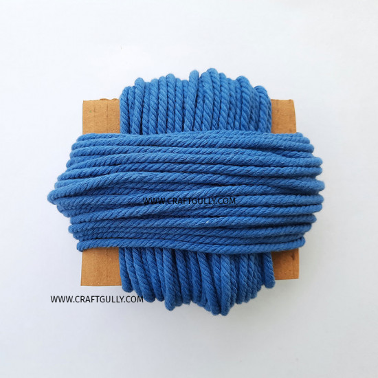 Cotton Macrame Cords 4mm Twisted - Royal Blue - 20 meters