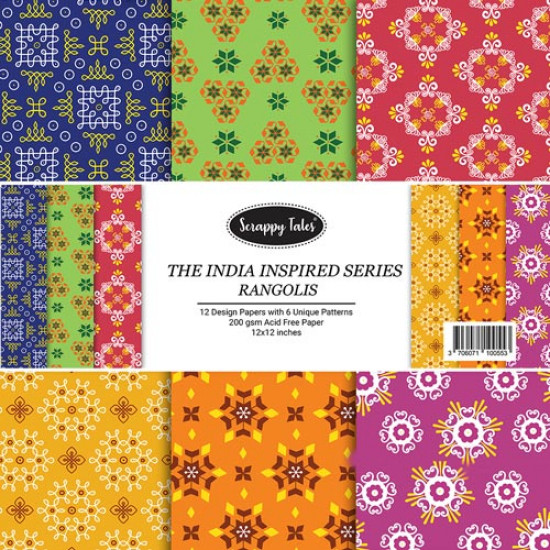 Pattern Papers 12x12 - Rangolis - Pack of 12