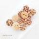 Wooden Buttons #13 - 15mm Round With Pattern - 12 Buttons