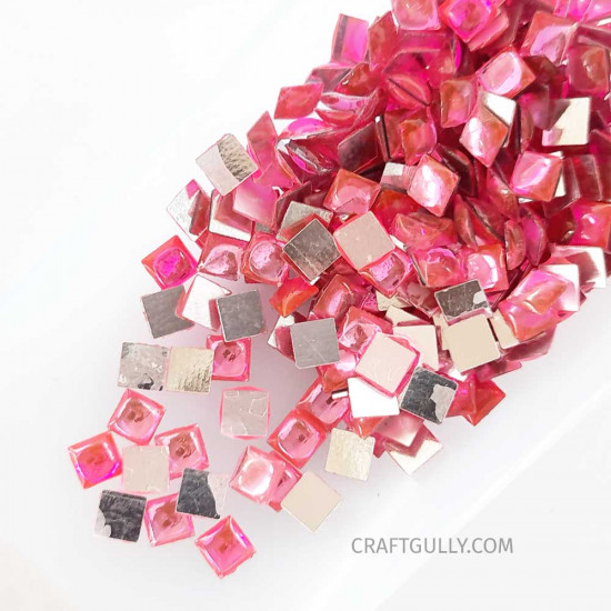 Kundan Stones 5mm Square - Light Pink - 10gms