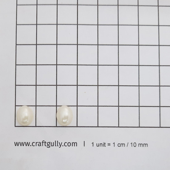 Flatback Pearls 10mm Oval - Cream - 20gms