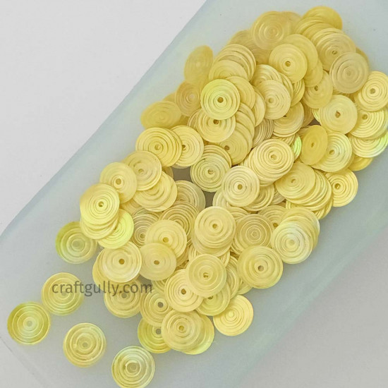 Sequins 8mm - Round Texture #4 - Bright Yellow - 20gms