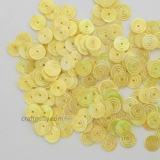 Sequins 8mm - Round Texture #4 - Bright Yellow - 20gms