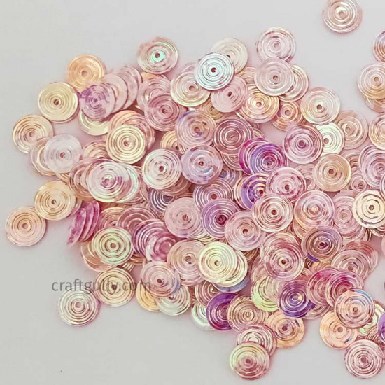 Sequins 8mm - Round Texture #5 - Pink Shaded - 20gms