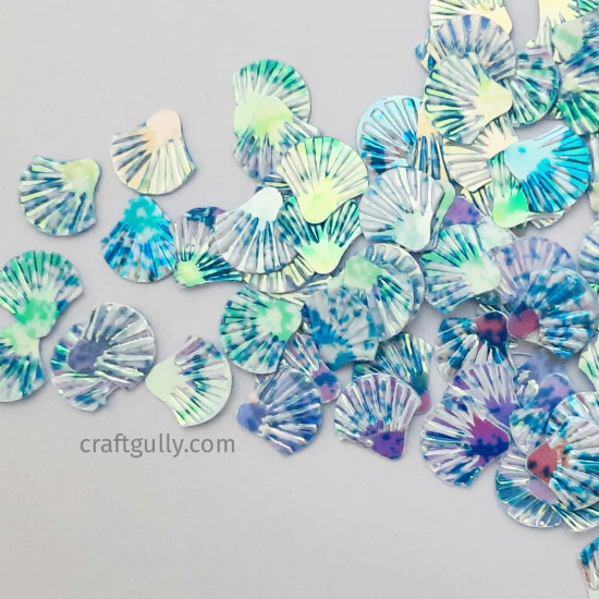 Sequins 12mm - Shell #3 - Aqua Shaded - 20gms