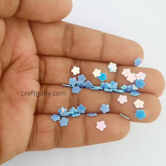 Sequins 5mm - Flower #5 - Light Blue - 20gms