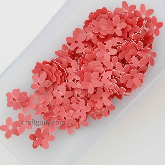 Sequins 9mm - Flower #6 - Coral Pink Matte Finish - 20gms