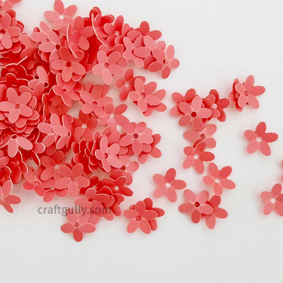 Sequins 9mm - Flower #6 - Coral Pink Matte Finish - 20gms