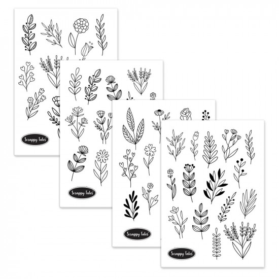 Paper Elements A5 - Line Florals - 4 sheets
