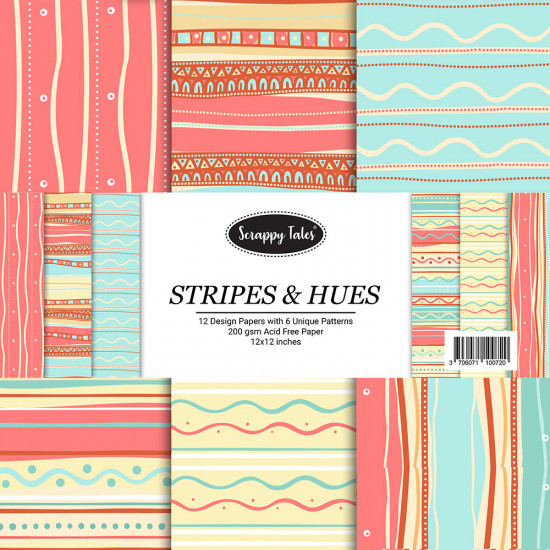 Pattern Papers 12x12 - Stripes & Hues - Pack of 12