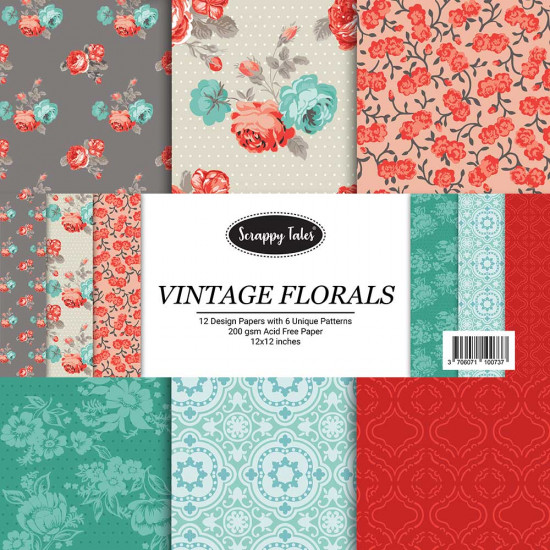 Pattern Papers 12x12 - Vintage Florals - Pack of 12