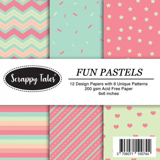 Pattern Papers 6x6 - Fun Pastels - Pack of 12