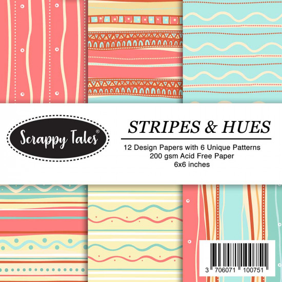 Pattern Papers 6x6 - Stripes & Hues - Pack of 12