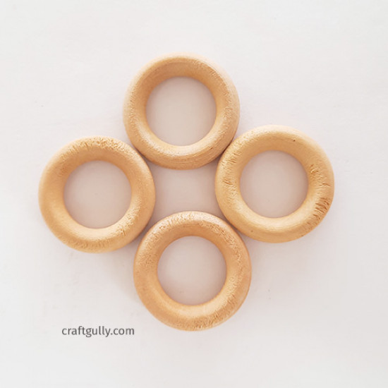 Wooden Rings #3 - 1.25 inches - Natural - 4 Rings