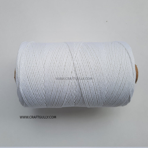 Cotton Macrame Cords 1.5mm - Twisted White - 20 meters