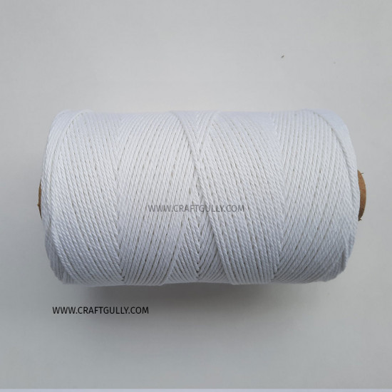 Cotton Macrame Cords 1.5mm Twisted - White - 20 meters