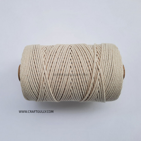 Cotton Macrame Cords 2mm Twisted - Natural - 20 meters