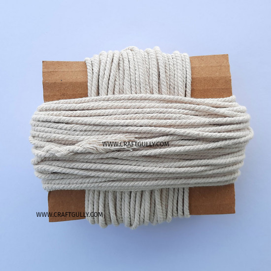 Cotton Macrame Cords 2mm Twisted - Natural - 20 meters