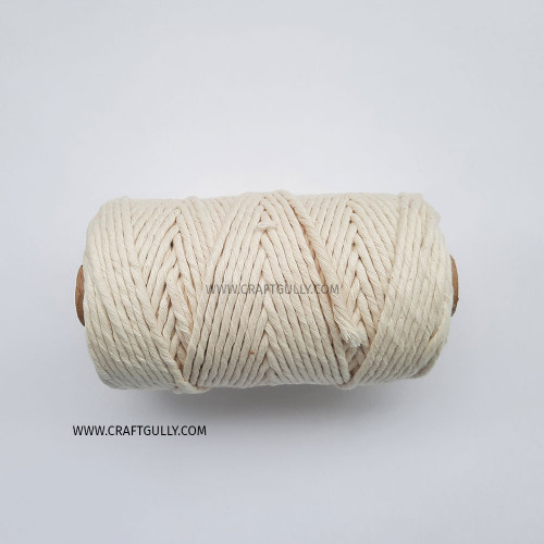Cotton Macrame Cords 3mm - Single Strand Off White - 20 meters