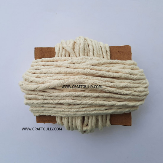 Cotton Macrame Cords 3mm Single Strand - Off White - 20 meters