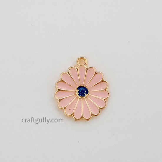 Enamel Charms 21mm - Flower #14 - Baby Pink - 1 Charm