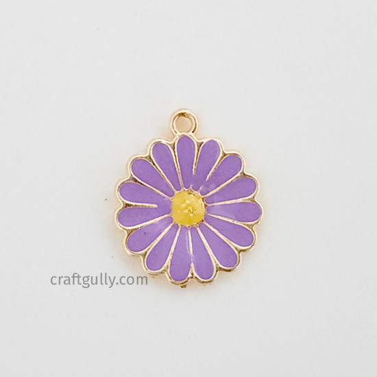 Enamel Charms 21mm - Flower #15 - Lilac - 1 Charm