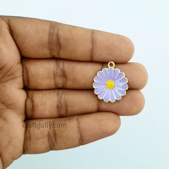 Enamel Charms 21mm - Flower #15 - Lilac - 1 Charm