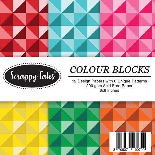 Pattern Papers 6x6 - Colour Blocks - Pack of 12