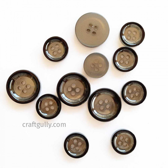 Buttons #1 - Storm Grey - Pack of 12