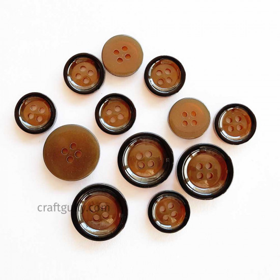 Buttons #2 - Dark Brown - Pack of 12