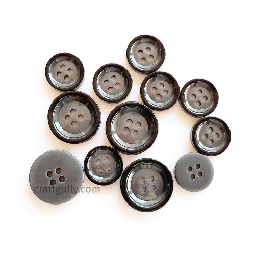 Buttons #4 - Grey - Pack of 12