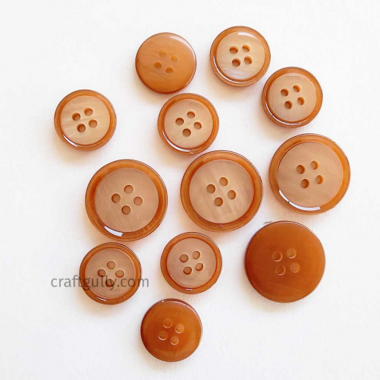 Buttons #5 - Light Brown - Pack of 12