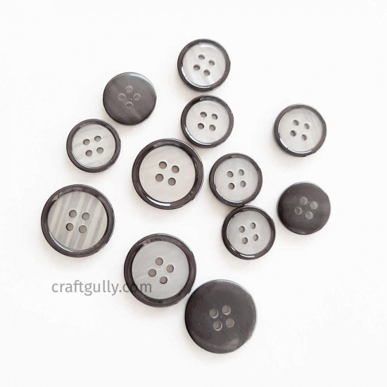 Buttons #8 - Dual Grey - Pack of 12