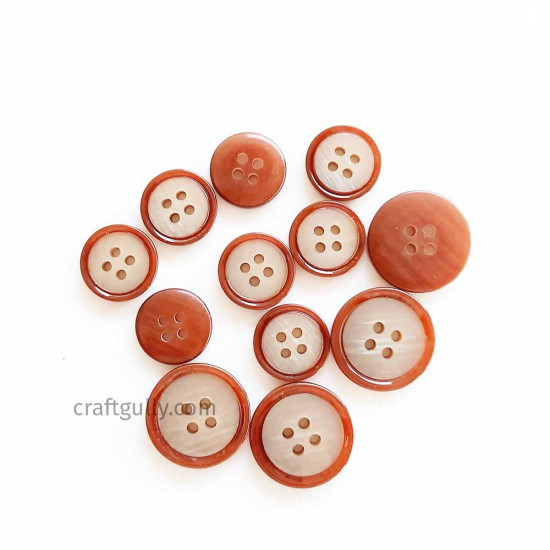 Buttons #10 - Dual Brown - Pack of 12