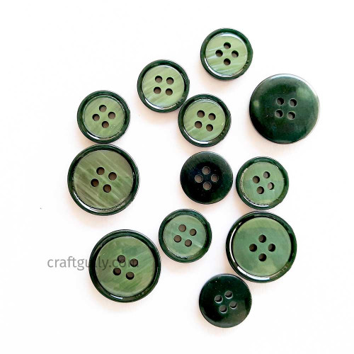 Buttons #12 - Dark Green - Pack of 12