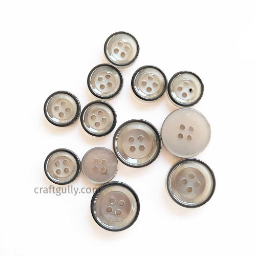 Buttons #16 - Elephant Grey - Pack of 12