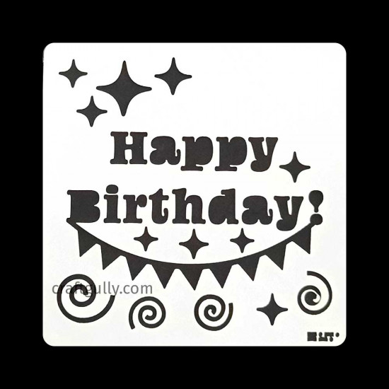 Stencils #151 - 3x3 inches - Sentiments #3 Happy Birthday