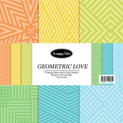 Pattern Papers 12x12 - Geometric Love - Pack of 12